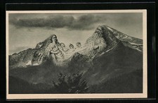 Berchtesgaden, Watzmann-Sage, Berggesichter, Ansichtskarte 