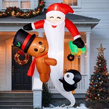 Hanging Christmas Inflatable 8FT Outdoor Decor Climbing Santa Claus LED Blow up
