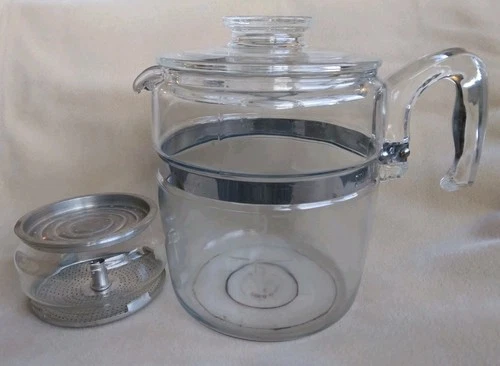 Vintage Pyrex Flameware Clear Glass Coffee Percolator 9 Cup Missing Stem