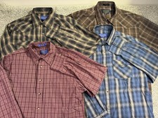  4 Pendleton Plaid Button Down Pearl Snap LS / SS Shirt MEN's LARGE Broadway