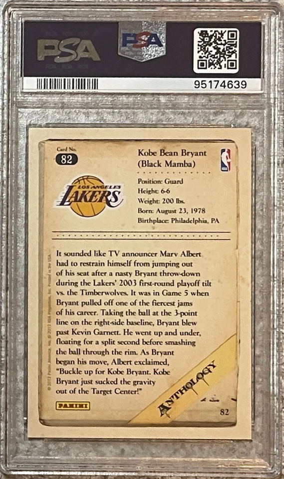 2012 PANINI ANTHOLOGY KOBE BRYANT #82~PSA 10~MINT SLAB~POP ONLY 12!!! - Image 4 of 4