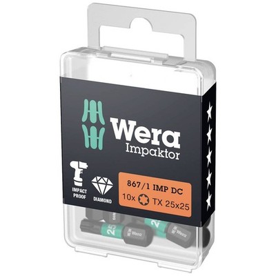 10er Multipack Wera 05057625001 Torx-Bit T 25 D 6.3 10 St.