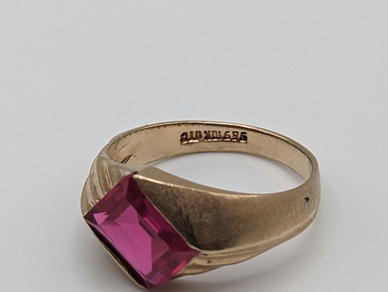 10k Ruby Ring Emerald Cut Ruby Ring LC Ruby Pinki… - image 5