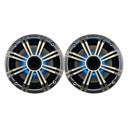 Kicker 6.5" 195 Watt Marine Multicolor LED Boat Speakers (Pair) w/Silver Grilles