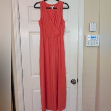 NWT OLD NAVY Dress Womens Medium Med M Pink Faux Wrap Coral Sleeveless Maxi