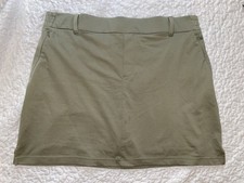 Lands End Pull On Active Sage Green Khaki Zipper Pockets Skort Skirt Shorts XL