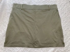 Lands End Pull On Active Sage Green Khaki Zipper Pockets Skort Skirt Shorts XL