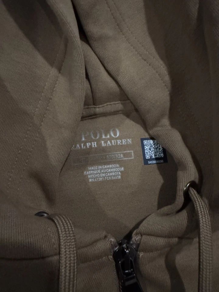 Polo Ralph Lauren Sweatshirt Adult Small Brown Full Zip Long Sleeve Hoodie Men - Image 3 of 4