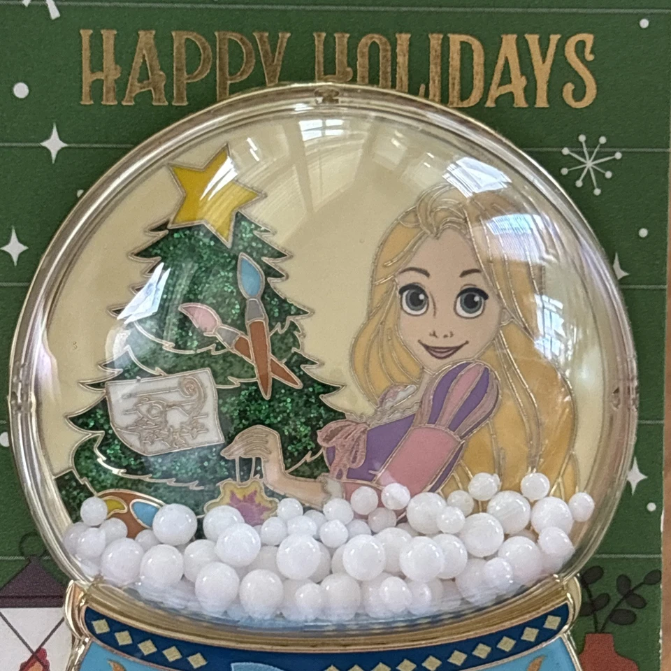 Prendedor Disney 2025 Felices Fiestas Arte de Animación Resort Rapunzel Globo de Nieve LE2000 Foto 3 de 3