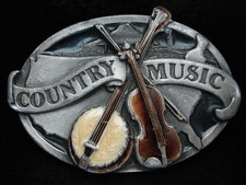 OI17144 VINTAGE 1984  COUNTRY MUSIC  COMMEMORATIVE PEWTER BELT BUCKLE