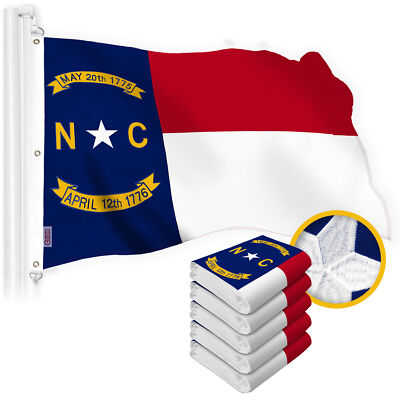 NEW G128 North Carolina Flag 5-Pack 5x8 FT Embroidered Spun Polyester