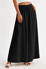 Women's Summer Wide Leg Palazzo Pants High Waisted Flowy Pockets Trendy