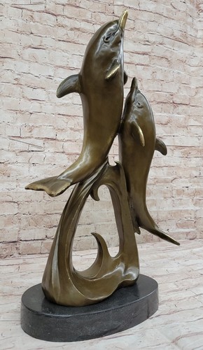Breathtaking Oceanic Charm: Original Bronze Dolphins Statue - Milo`s Artistry Sh - Picture 3 of 10