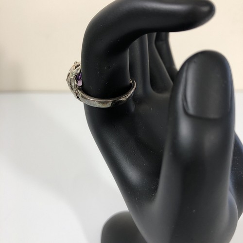 Vintage Large Amethyst Sterling Silver Ring - Size 8 - Picture 6 of 12