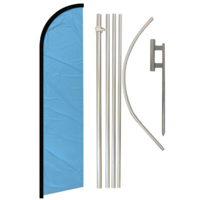 Light Blue Windless Banner Swooper Advertising Flag Pole Kit Solid Color Flag