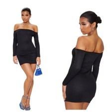 Pretty Little Thing Black Bardot Bodycon Dress