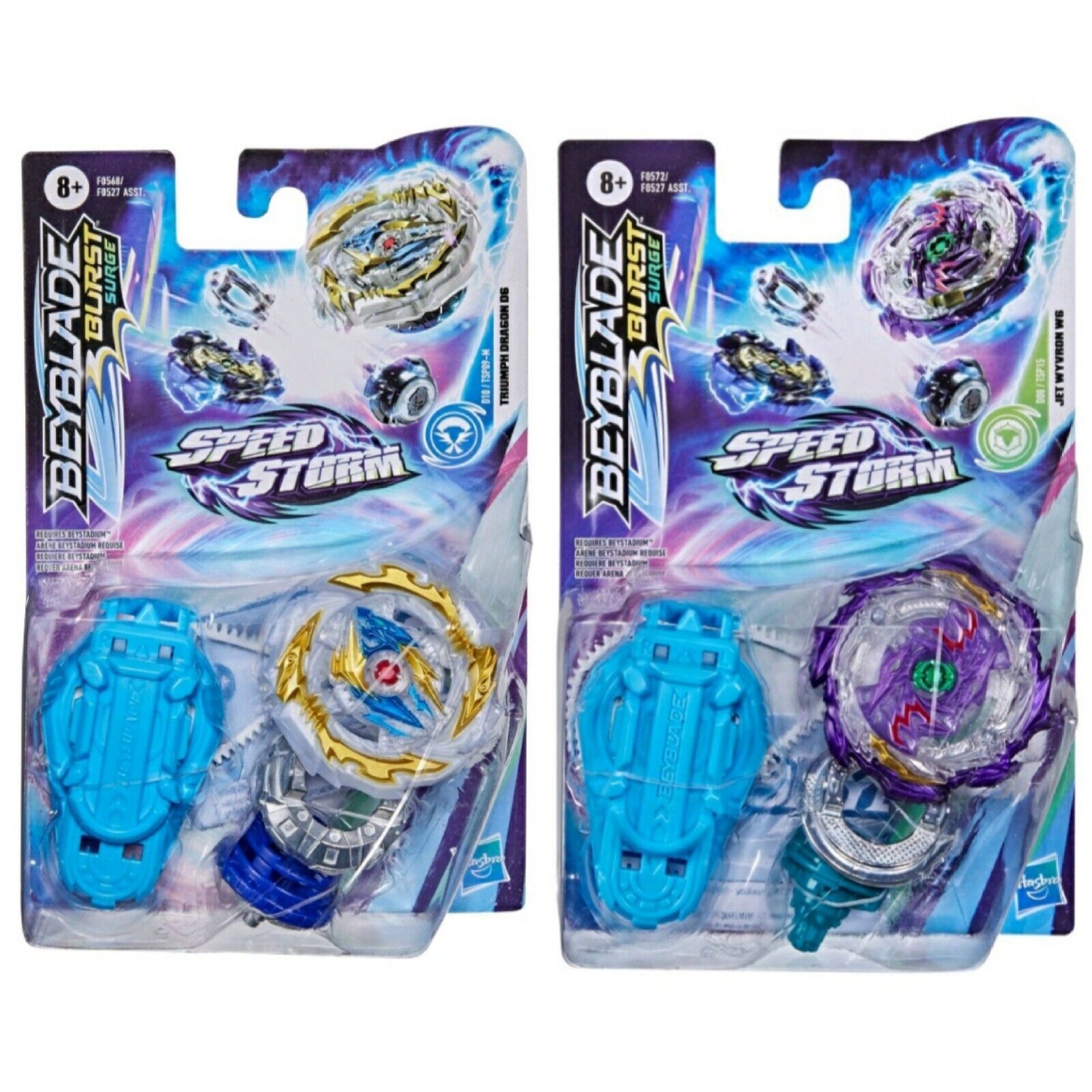 BEYBLADE BURST SURGE SPEED STORM 2PK SET JET WYVRON W6 & TRIUMPH DRAGON D6 NEW 