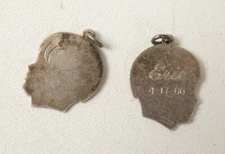 Pair Forstner Sterling Silver (B10C-8) Child Silhouette Charms (JSF6)1960s Names