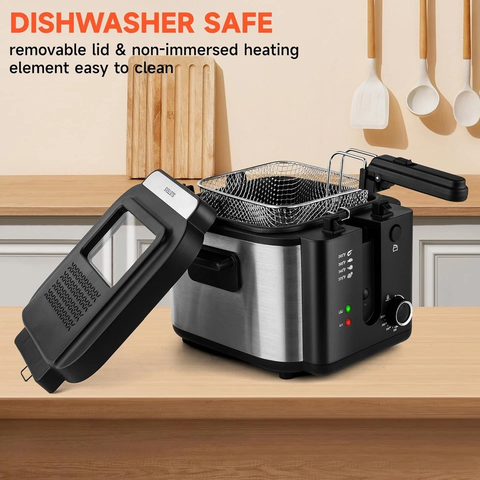 Freidora 1500W Olla Interior Antiadherente Tapa Extraíble Control de Temperatura 2.5L Foto 4 de 4