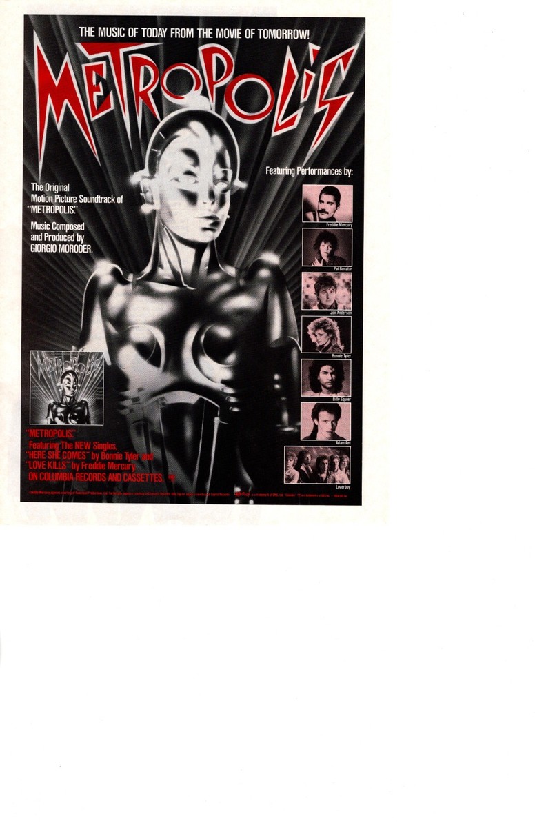 1984 METROPOLIS SOUNDTRACK ALBUM PRINT AD GIORGIO MORODER FREDDY