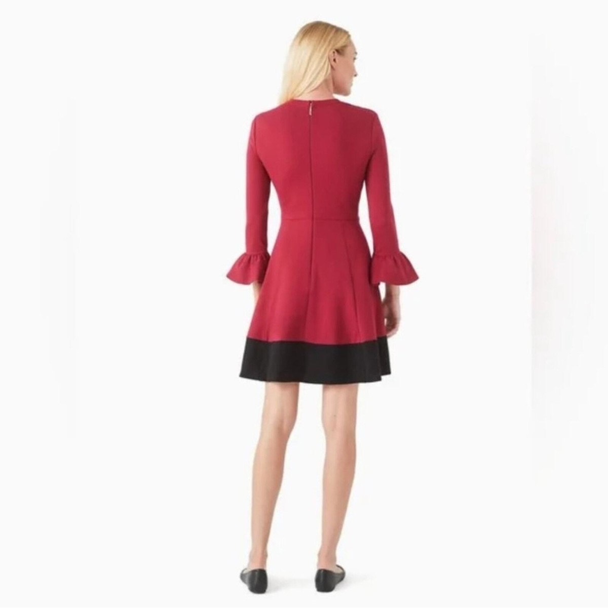 kate spade cocktail dress Colorblock Bell Sleeve Ponte Cranberry Hand wash. Kate Spade Short Sleeveless Dress,