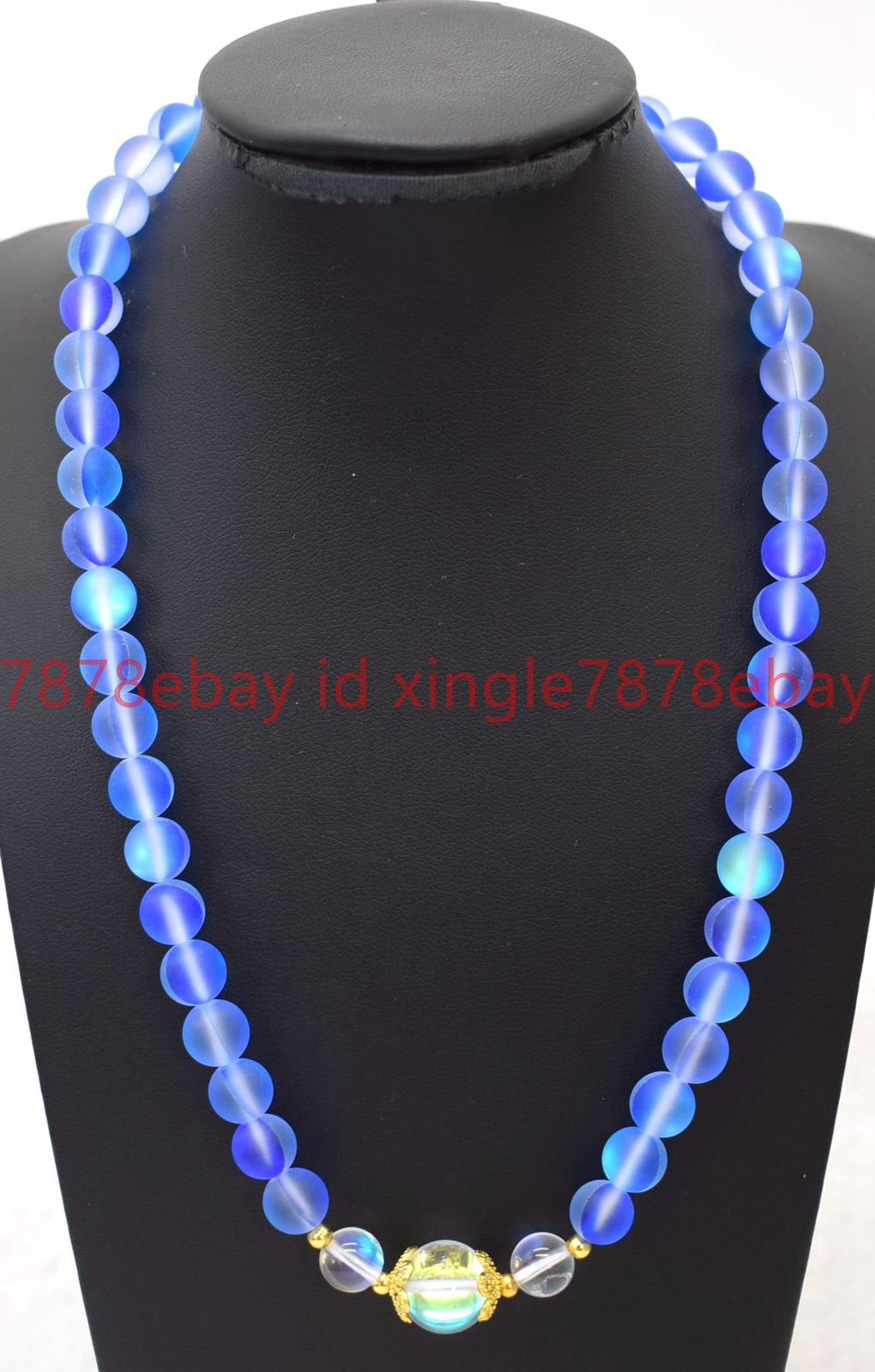 6-10mm Natural Blue Moonstone Bead Necklace 20 Inch
