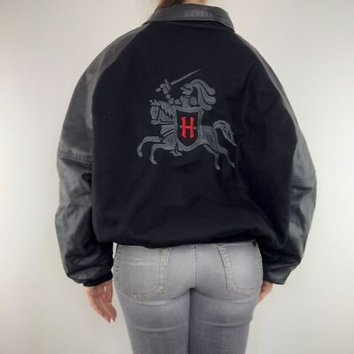 Vintage 90s Holsten Pills wool leather jacket varsity oversized bomber boxy rare