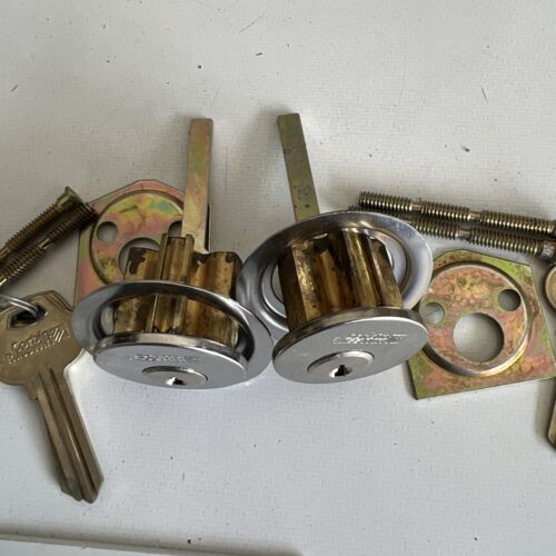 Lot of 2 Corbin Russwin Rim Cylinder Satin Stainless Steel With 2 Key