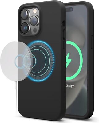 Elago Magnetische Silikon Hülle Kompatibel mit iPhone 14 Pro Max Hülle (6,7''), SCHWARZ
