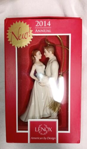 Lenox 2014 Bride and Groom Anniversary Christmas Ornament New in Box - Afbeelding 1 van 12