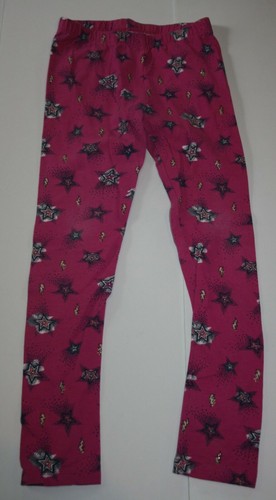 Used Gymobree Girls 10 12 year L Leggings Full Length Pink w Stars Lighting Bolt - Picture 4 of 4