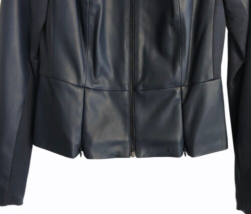 Neu G.I.L.I. Moto Jacke Größe 0 110 $ neu ohne Etikett butterweiches veganes Leder marineblau - Bild 5 von 9