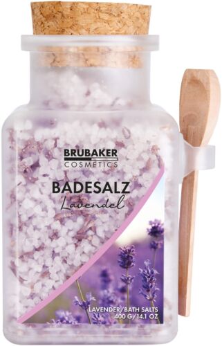 Badesalz mit natürlichen Lavendel Blüten 400 g Salz Pflegebad für Entspannung  - Bild 1 von 9