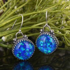 Attractive Crown Design Earring With Fire Opal Silver Anniversary Gift Earrings