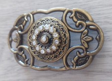 Women's Belt Buckle, metal and crystals, size 9.5 x 5.7 cm/ 3.7 x 2.2 in, China