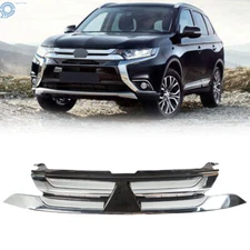For 2016-18 Mitsubishi Outlander Front Bumper Upper Grille Chrome/Black Plastic