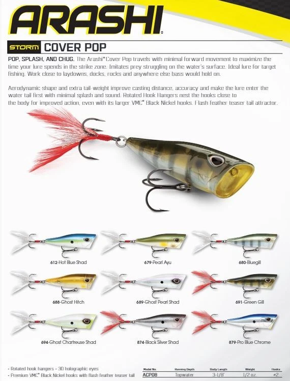 Cubierta Storm ACP08 Arashi Pop You Pick Color y Cantidad Topwater Foto 2 de 2