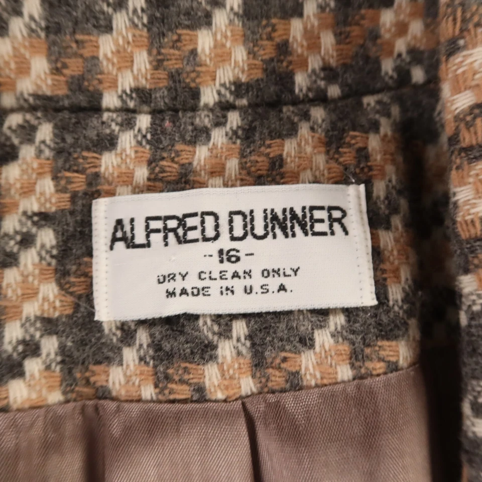 Chaqueta de tweed de colección para mujer 16 marrón pata de gallo 100 % lana Blazer hecha en EE. UU. Foto 3 de 4