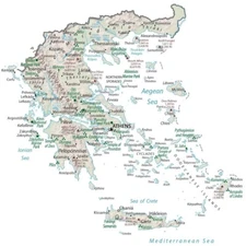 Greece Physical Map GLOSSY POSTER PICTURE PHOTO PRINT BANNER 12531