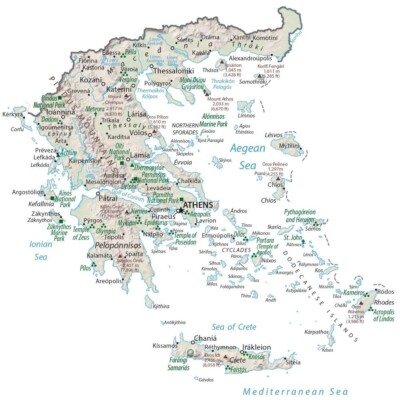 Greece Physical Map GLOSSY POSTER PICTURE PHOTO PRINT BANNER 12531