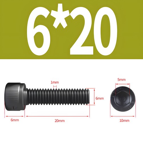 Tornillos de cilindro de acero M6 DIN 912 12.9 hexágono interior cabeza de cilindro en blanco M6x - Imagen 10 de 52