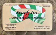 Scarf Inc Concrete Business Card - Mafia Boss Nicky Scarfo Philadelphia AC Mob