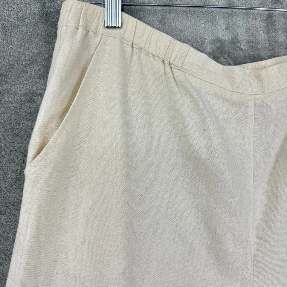 Pantalones de lavandería franceses grandes mezcla de lino pierna ancha bolsillos marfil costero Foto 3 de 4