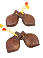 VINTAGE CASTANETS HAND CARVED WOOD "HAVANA" Musical Percussion Instrument CUBA