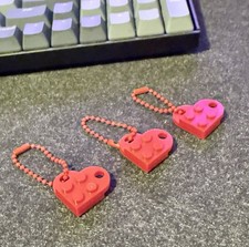 Set of Three Lego Heart Keychains/Charms pink/red/black 