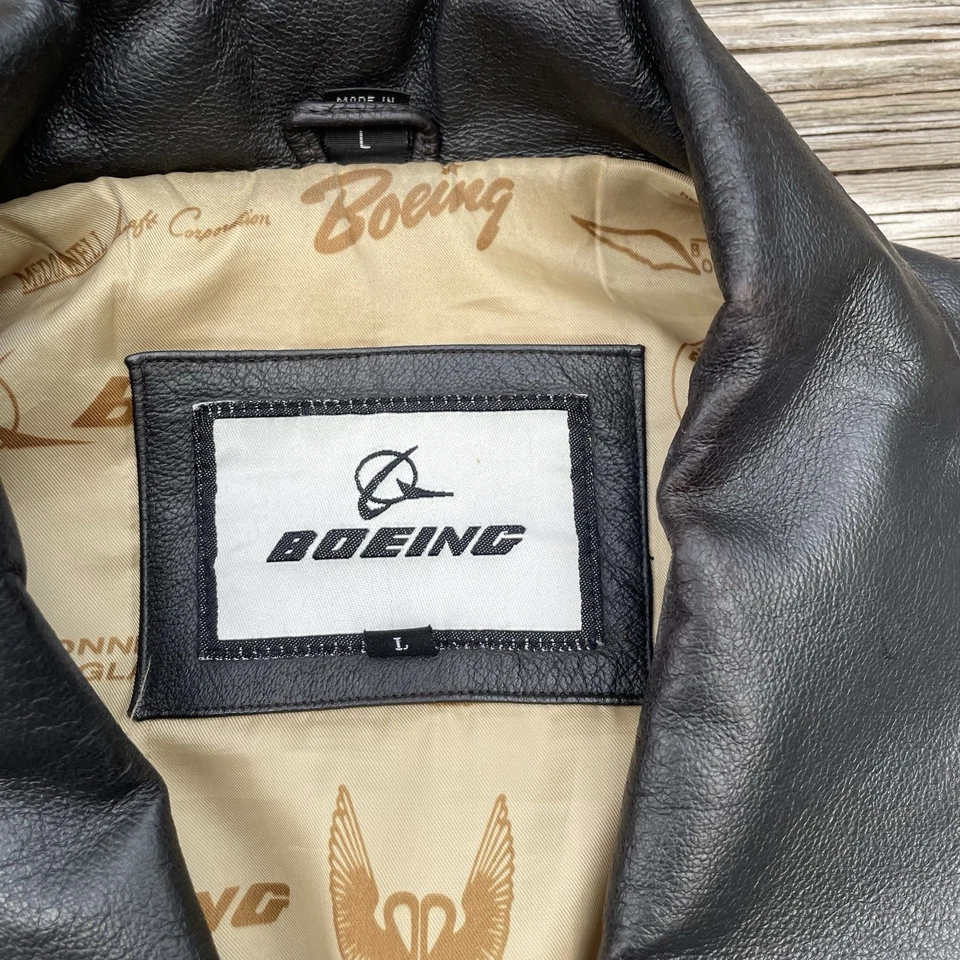 Chaqueta de Cuero Boeing De Colección Para Hombre Grande Genuino Bombardero Vuelo Aviador Abrigo Foto 3 de 4