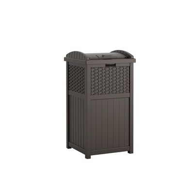 Suncast 33 Gallon Commercial Outdoor Trashcan Hideaway with 33-Gallon, Brown 