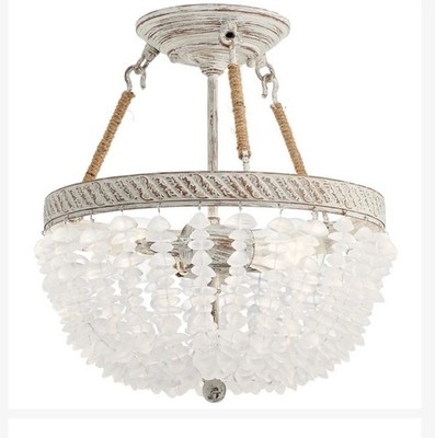 Kichler Kona Cay 12'' Semi-flush Light in Antique White 38226 With Rope Accents