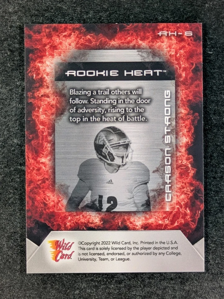 2022 Wild Card Matte CARSON STRONG 116/200 RC Red Rookie Heat SP #RH-6 - Image 2 of 3