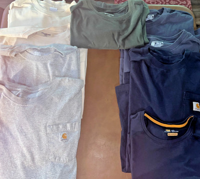 Huge Lot 8 Pieces Men s Carhart  2XL Pocket T-shirts &1 Duluth 2XL T-shirt Grey